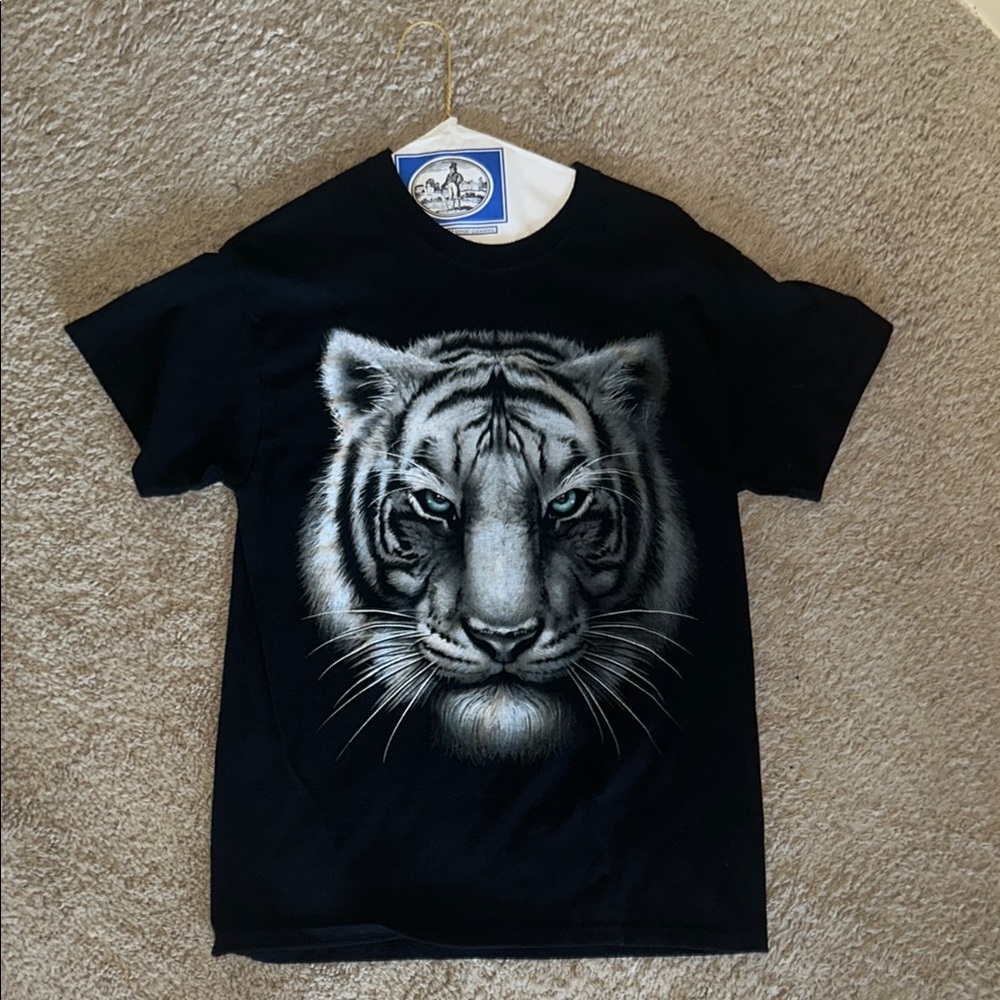 Black White Tiger Graphic T-Shirt Animal Print